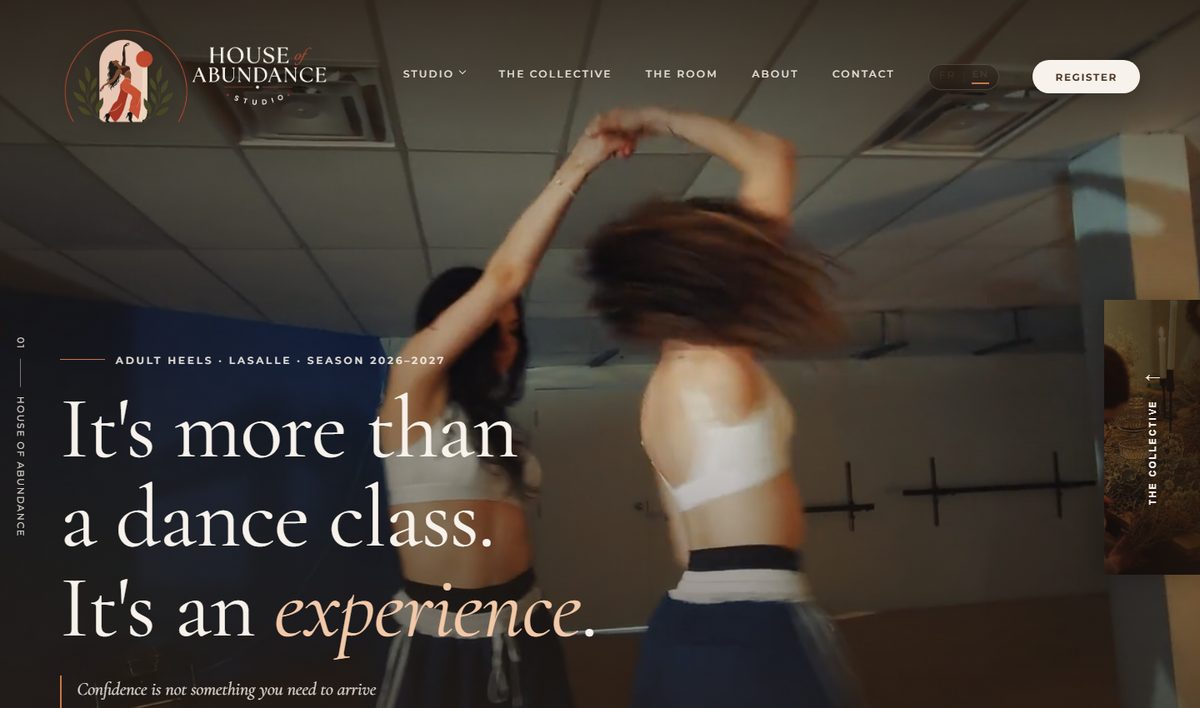 L'accueil du site de House of Abundance
